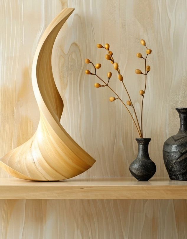 Spiral Wood Sculpture Details-Luvarasnock
